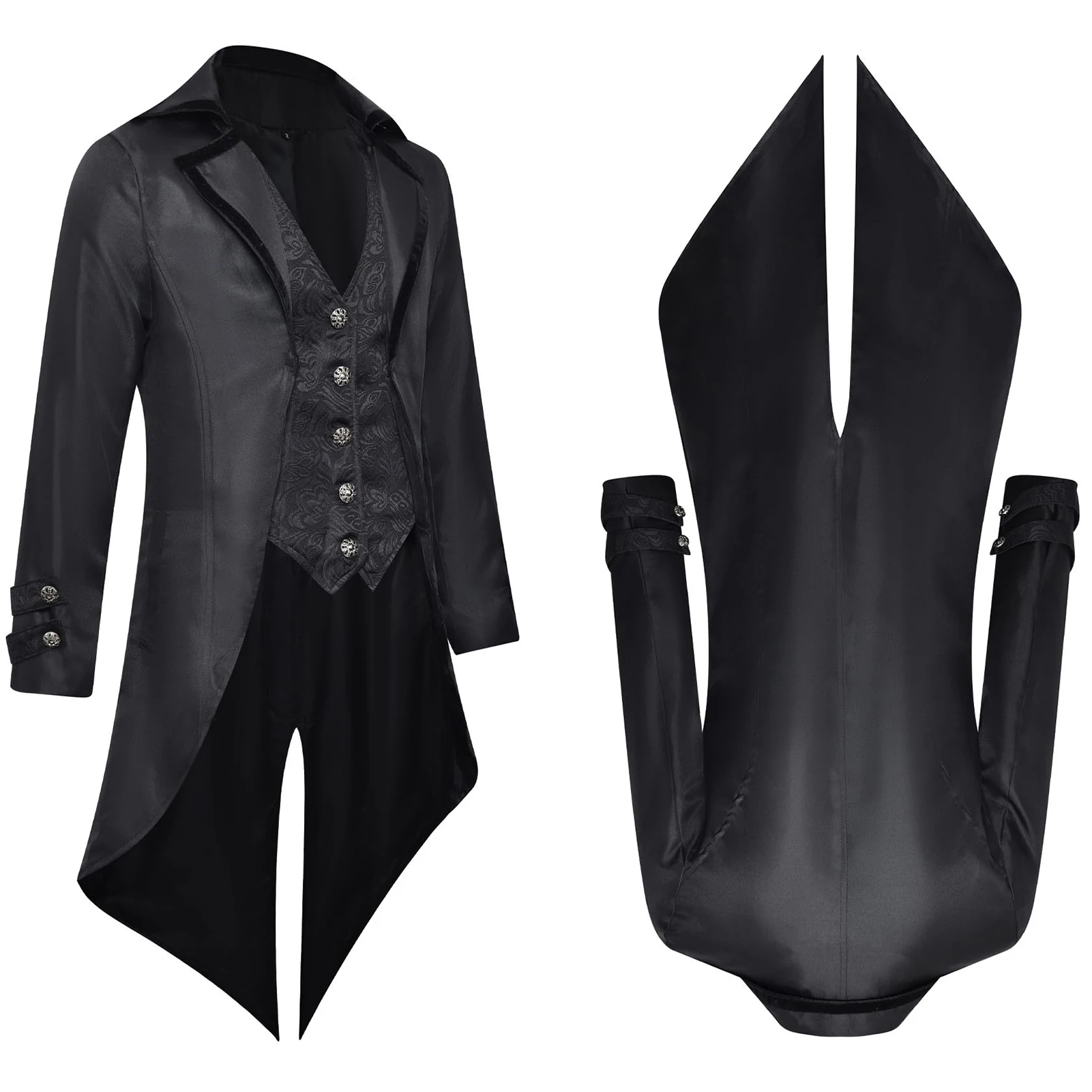 

Men's Steampunk Victorian Jacket Gothic Medieval Vintage Tuxedo Tailcoat Mid-Length Cosplay Costume Trench Coat Jacket