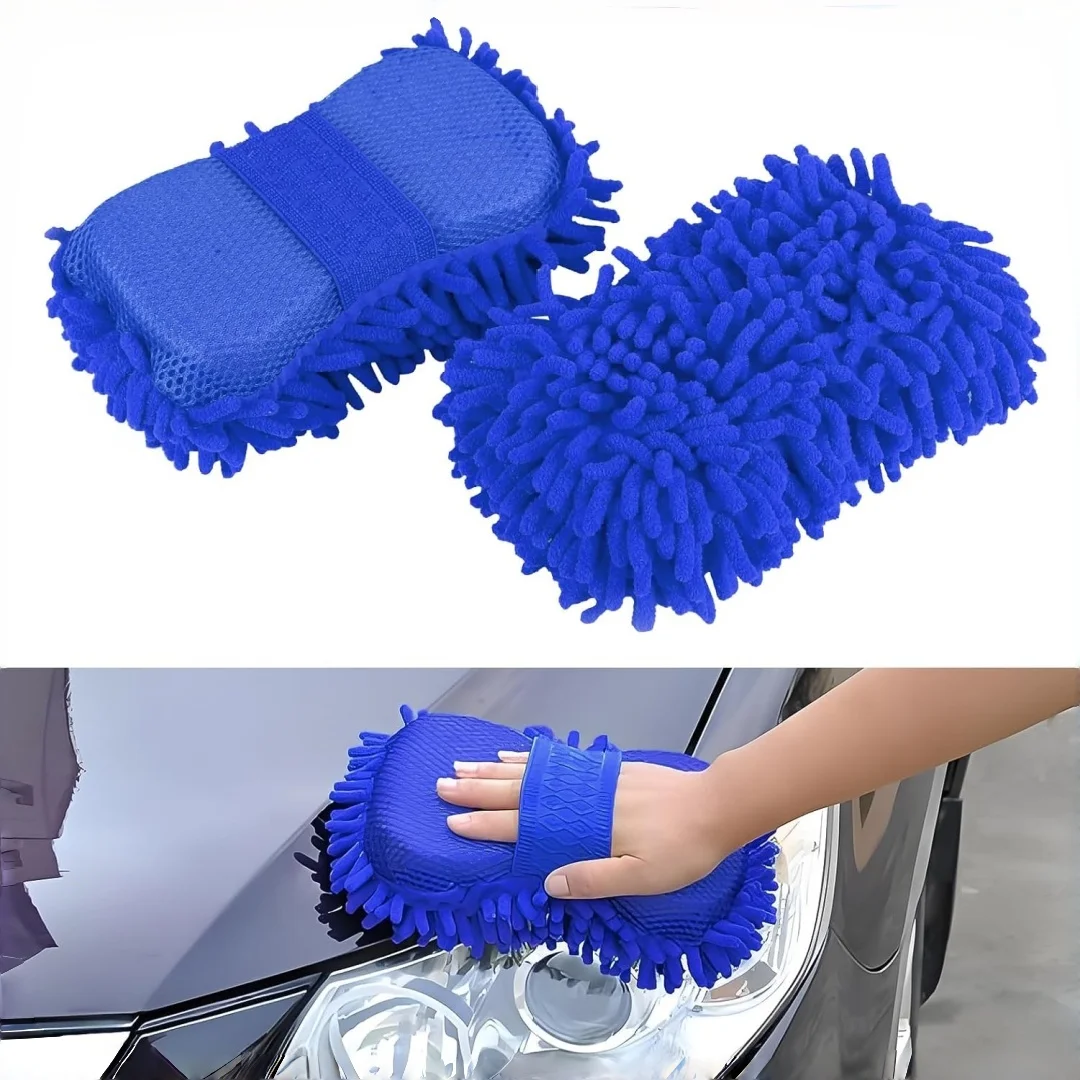 1PC/2PCS Multifunktions-Autowaschhandschuh, Mikrofaser-Chenille-Reinigungswerkzeug, automatischer Waschschwamm/Detailing-Bürstenpad für die Autopflege