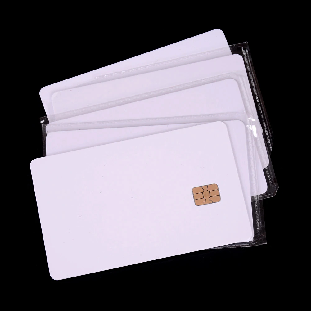 5pcs Contact IC Card Member Recharge Cards Smart IC Blank PVC Card With SLE4442 Chip ISO Safety White Identification Card