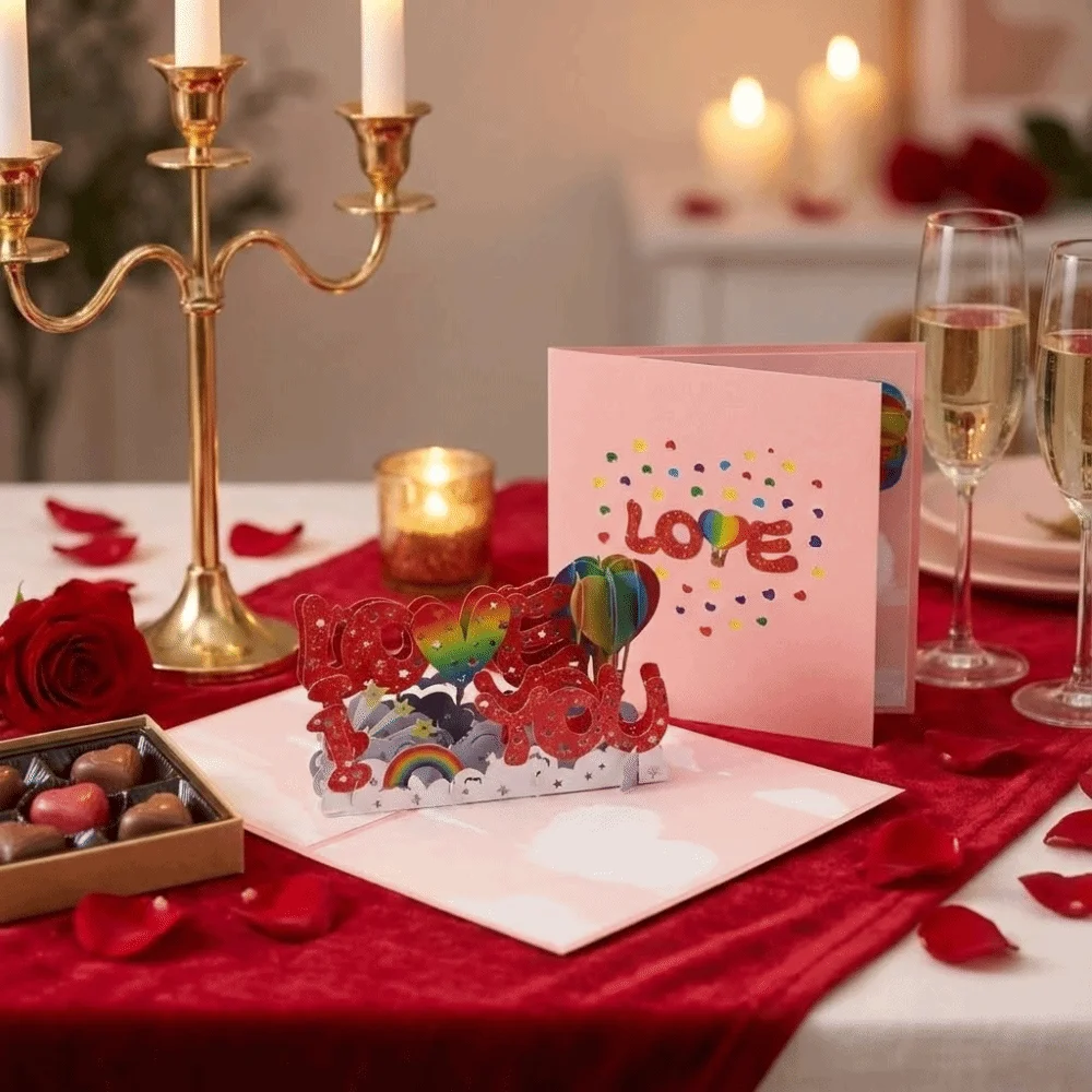 

Romantic 3D Heart Tree Greeting Card Paper Sculpture Elegant Stereo Love Postcard with Envelope Folding