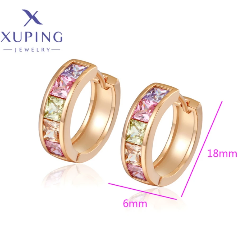 Xuping Jewelry Fashion Colorful Stone Gold Color Huggies Unique Earrings for Women Ladies Party Gifts X000745149
