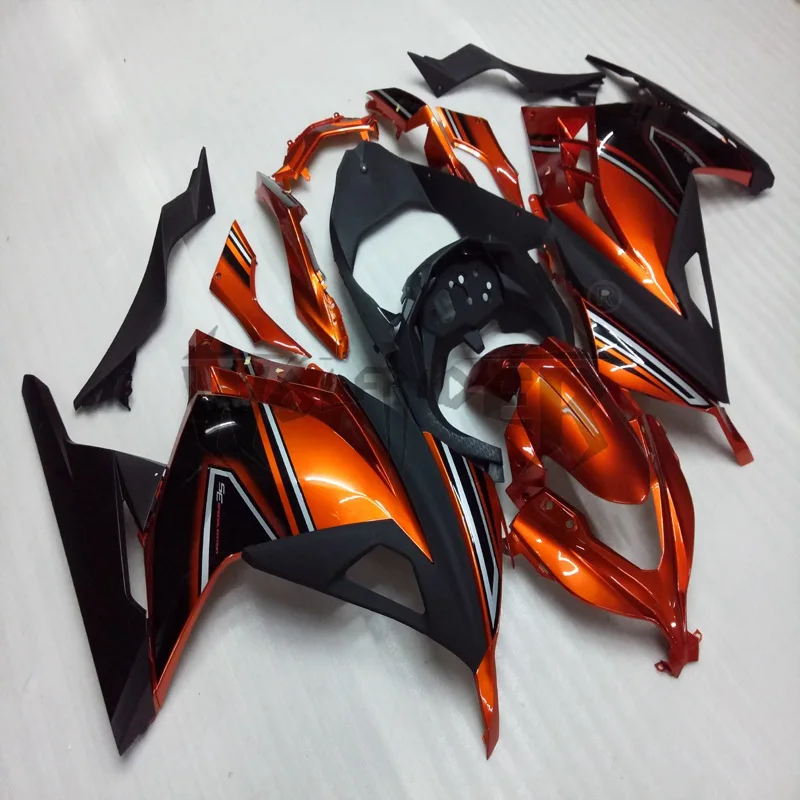 injection Fairings kit for ZX300R EX300 2013-2014 orange black ZX300R 13 14 ABS Plastic Bodywork Set