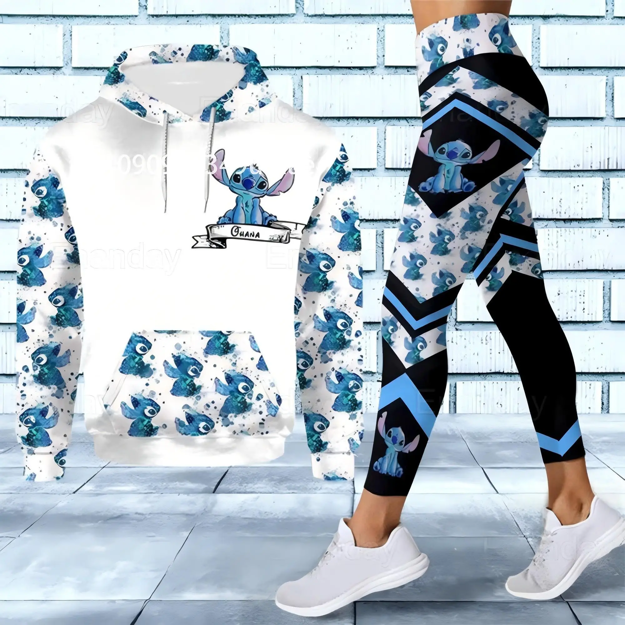 Sweat à capuche Disney 3D pour femme, pantalon de yoga, survêtement de sport, point, mode, 2025