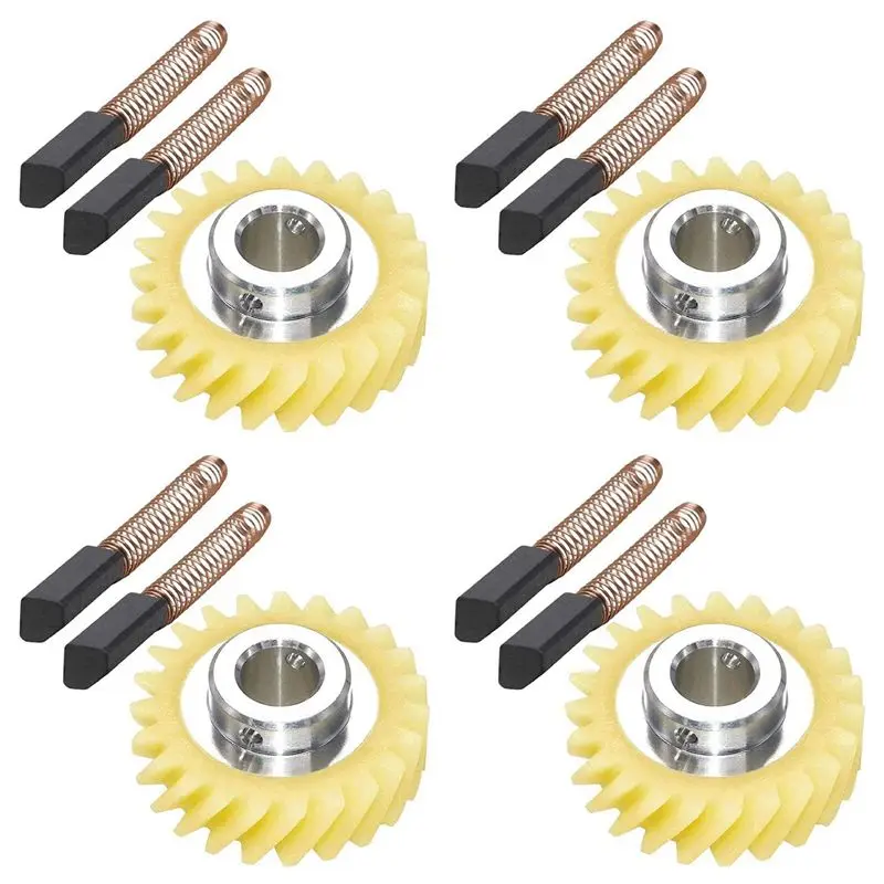 

4X W10112253 9706416 Motor Brush W10380496 4162897 Mixer Worm Drive Gear For Kitchenaid Stand & 4 Pair Of Motor Brush