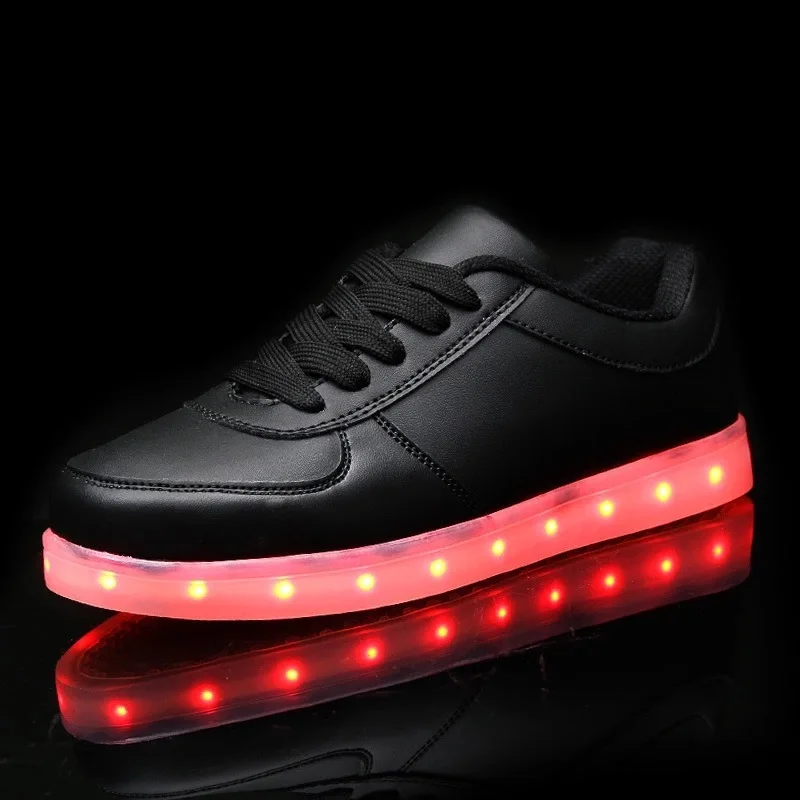 LED Light Up Sneakers para homens, pano de fibra óptica, sola elástica, sapatos luminosos brilhantes, recarga USB, tamanho 35-46