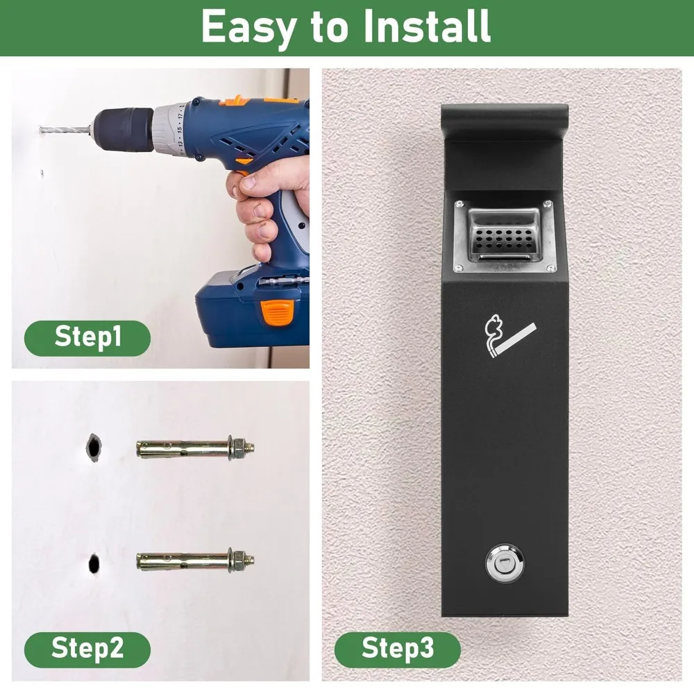 سلة المهملات التجارية المثبتة على الحائط في الهواء الطلق للمطاعم والفنادق والمكاتب والحانات - سلة قمامة متينة للمساحات العامة #6