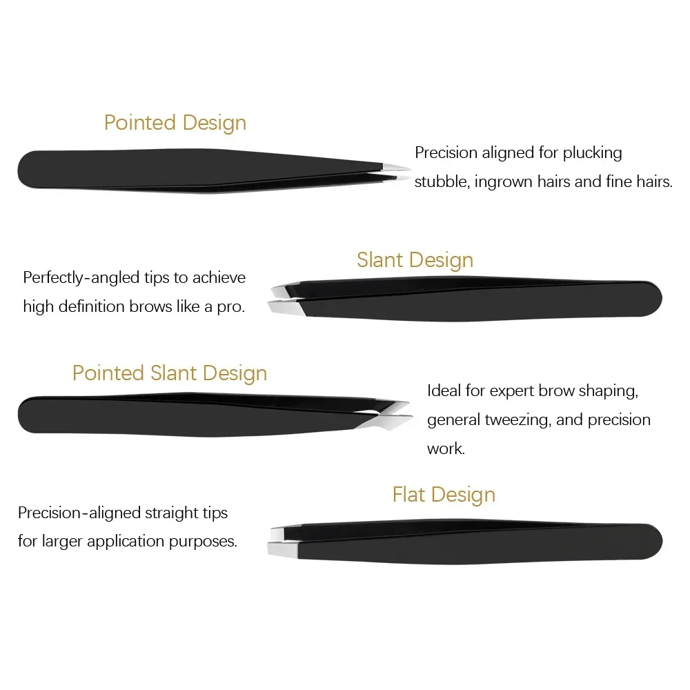 プロの脱毛斜め眉毛クリップ眉毛ピンセット 4 個トリミングステンレス鋼メイクアップまつげエクステンションツール