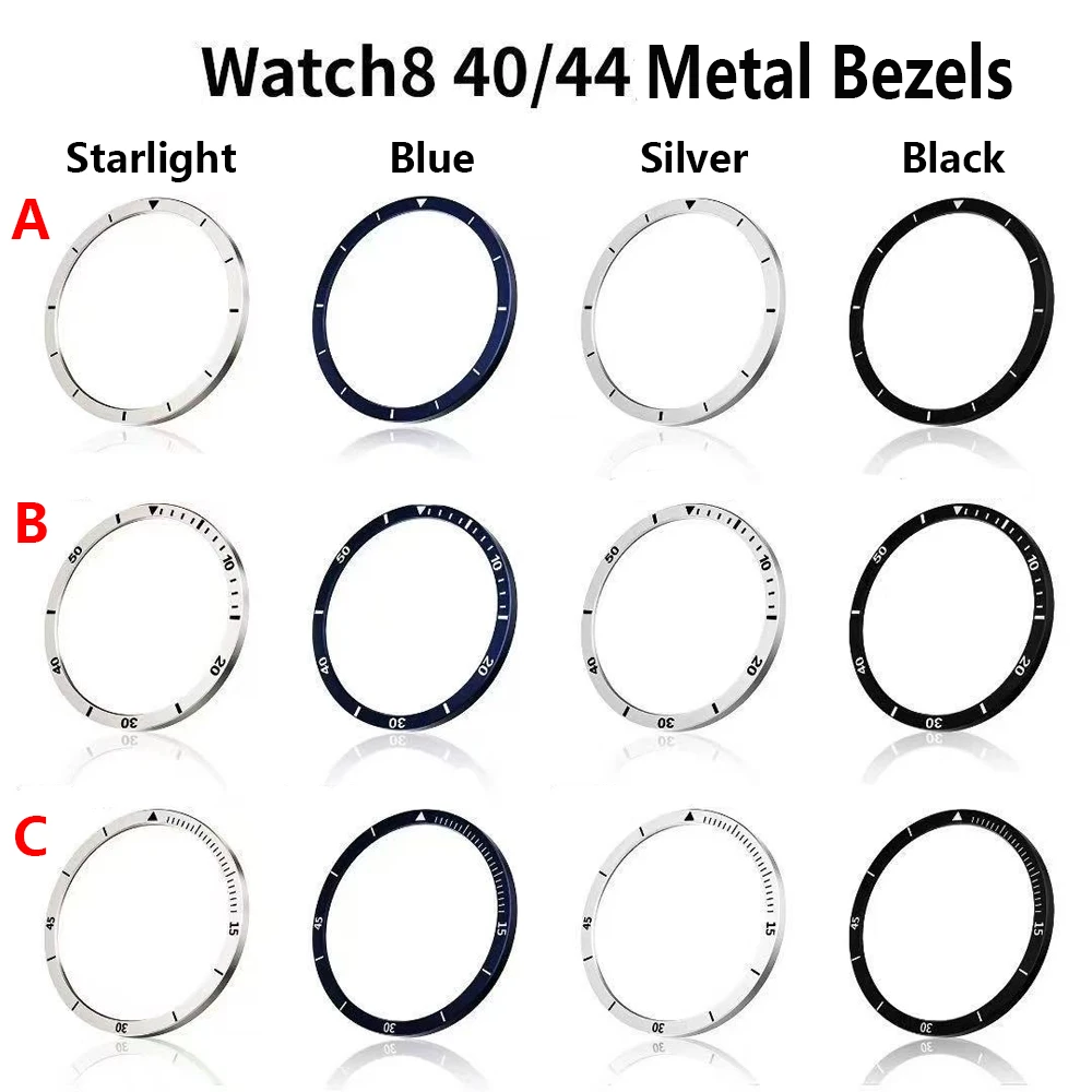 Adecuado para Samsung Galaxy Watch 8, 40mm, 44mm, llanta de Metal con regla de tiempo y velocidad grabada, cubierta, parachoques, accesorios para reloj
