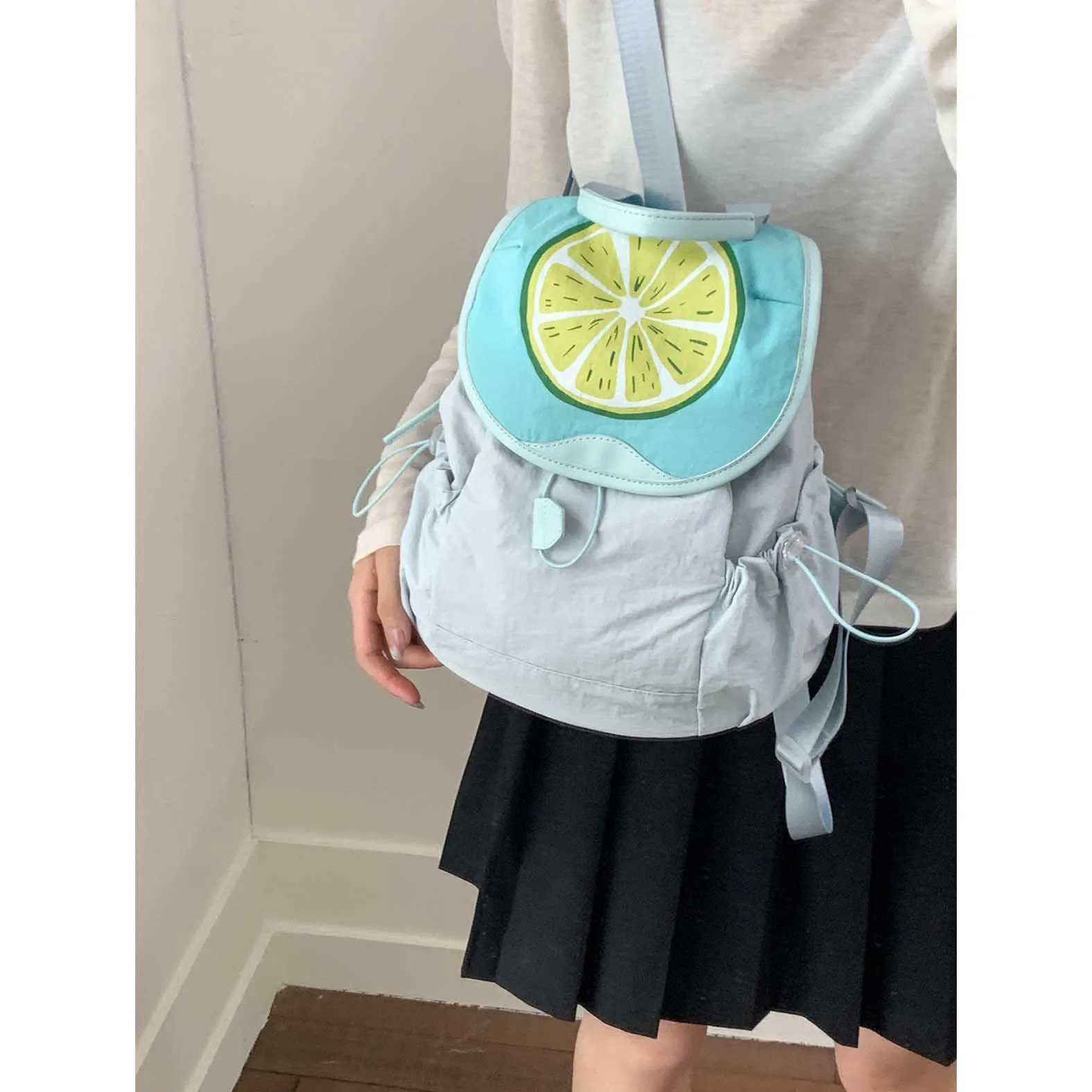 Leisure Sweet Girl Lemon Shopping Small Backpack Shoulder Bag for Women 2025 New Trendy Versatile Cute Small Bag