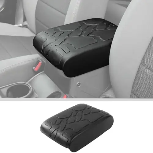 

JWWY Armrest Cover for 2006-2010 Wrangler JK - Black Rubber Console Trim & Protector
