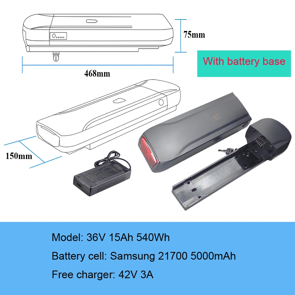 Joycube JCEB360 Achterdrager 36V 13Ah 18Ah 20Ah Lithium-ion batterij voor vervangende Phylion XH370-13J Wall-ES elektrische fiets