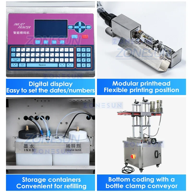 ZONESUN Automatic Liquid Packaging Line Unscrambler Fill and Capping Machine Labeler Inkjet Printer Cartoner ZS-FAL180B1