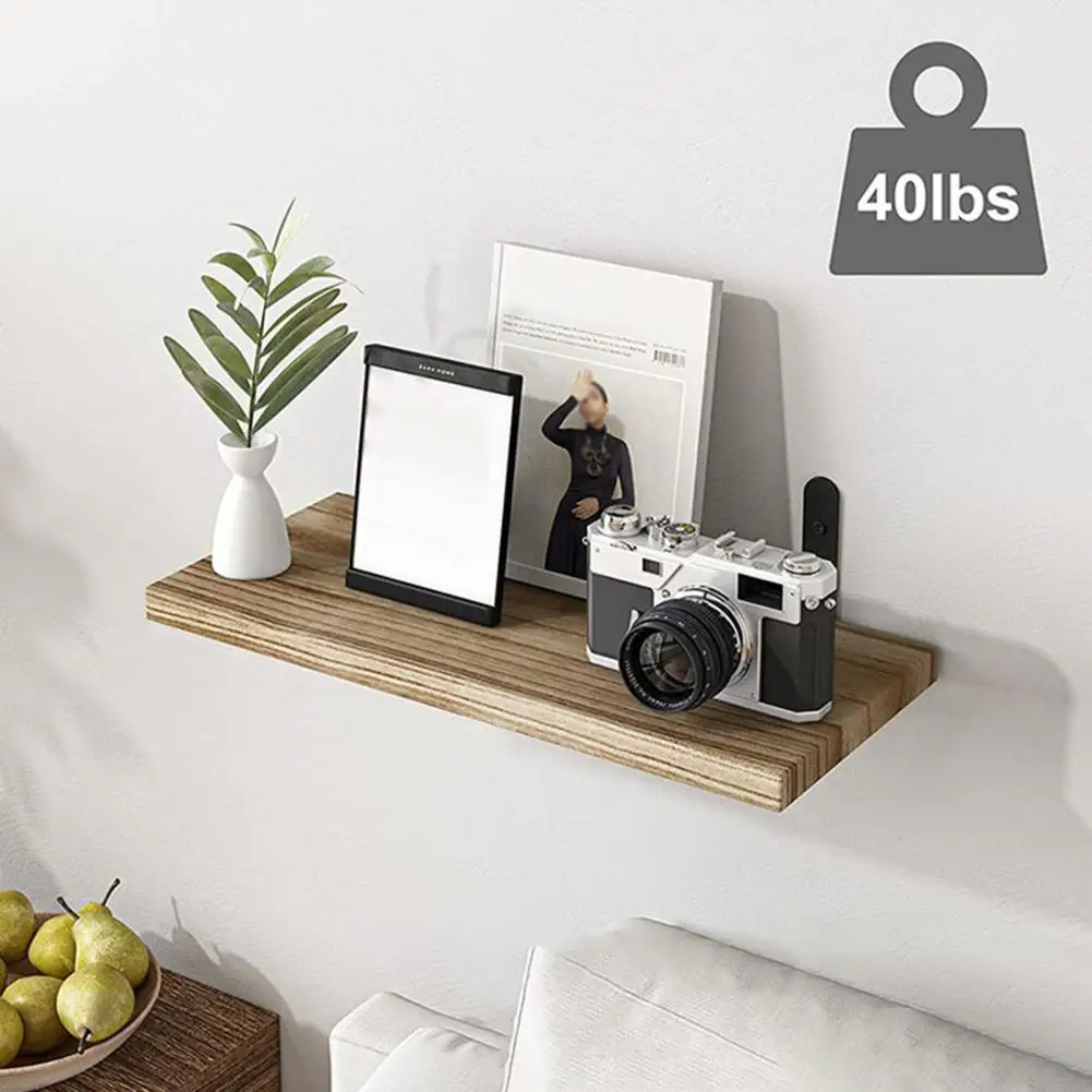 Floating Wall Shelves Plant Display Shelves 4pcs Rustic Wooden Floating Shelves Set Smooth Edge Wall-mounted Plant Display