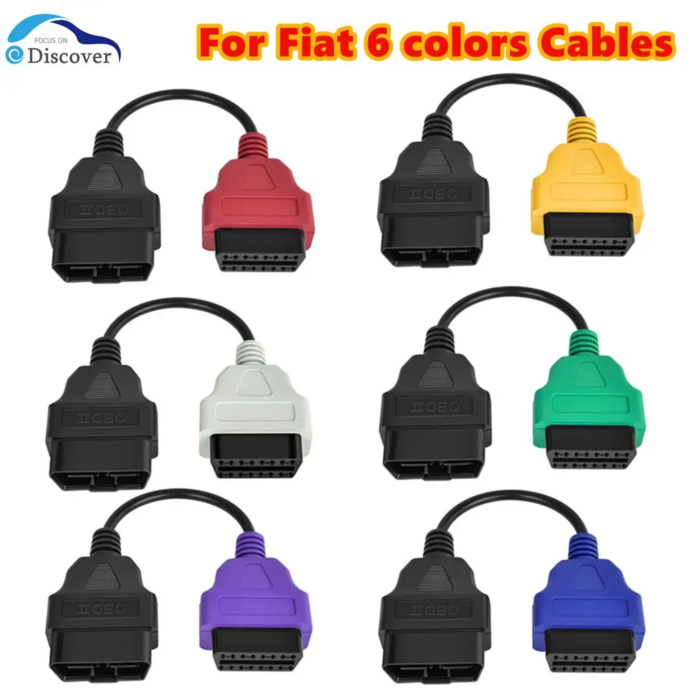 Newest 6/4/3Pcs/Lot OBD2 Connector Diagnostic Adapter Cable for FIAT ECU Scan & Multiecuscan Adaptor for Fiat 6 colors Cables