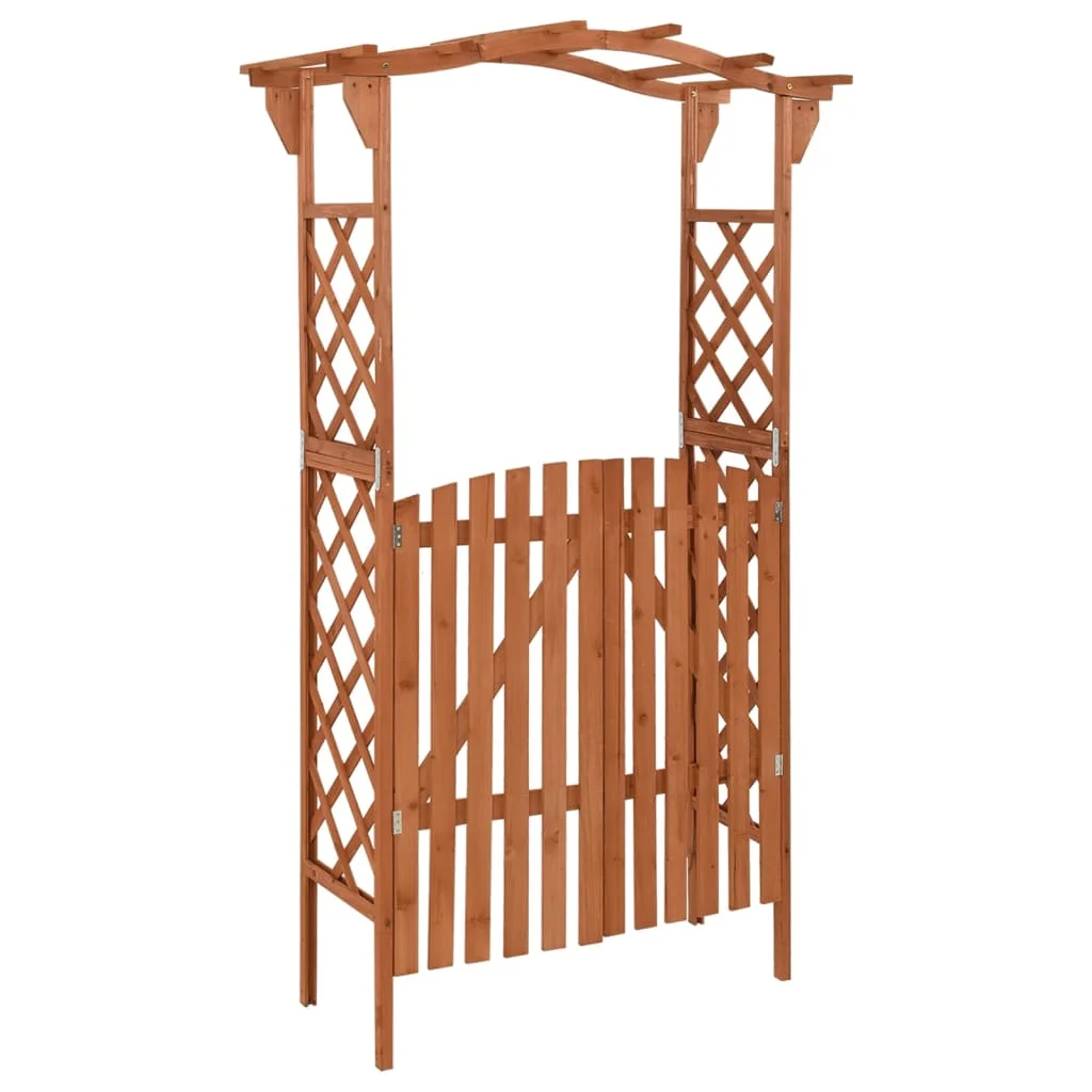 

Garden Pergola with Gate, Solid Firwood Patio Canopy, Garden Decoration, Brown 116x40x204 cm