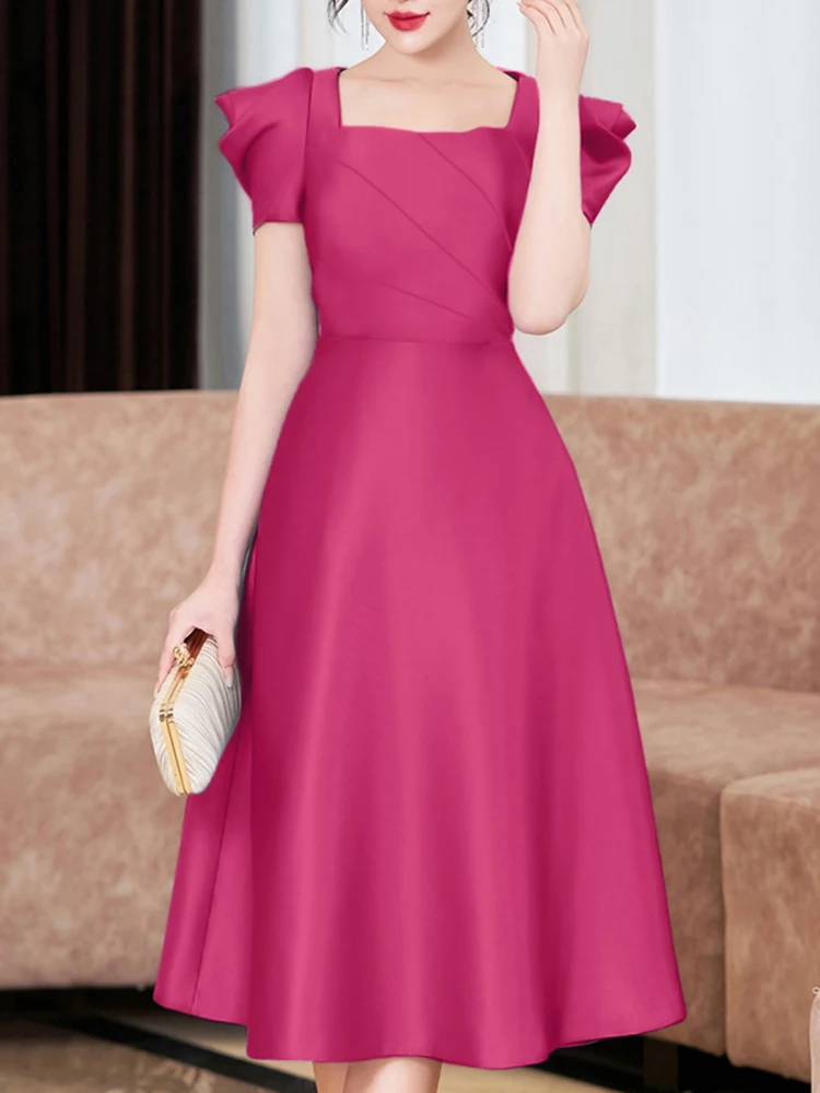 2025 ZANZEA Elegantแขนสั้นชุดทํางานผู้หญิงซาตินผ้าไหมชุดปาร์ตี้ฤดูร้อนสไตล์A-Line Midi Sundress Vestidos