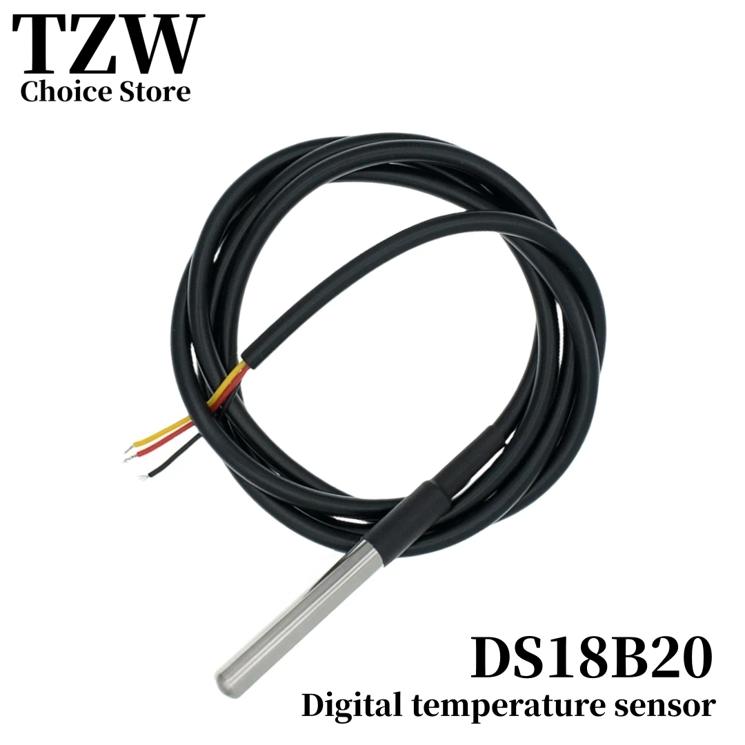 TZW DS18B20 Stainless Steel Package 1/2/3/5/10meters Waterproof 18b20 Cable Probe Temperature Sensor Digital temperature sensor