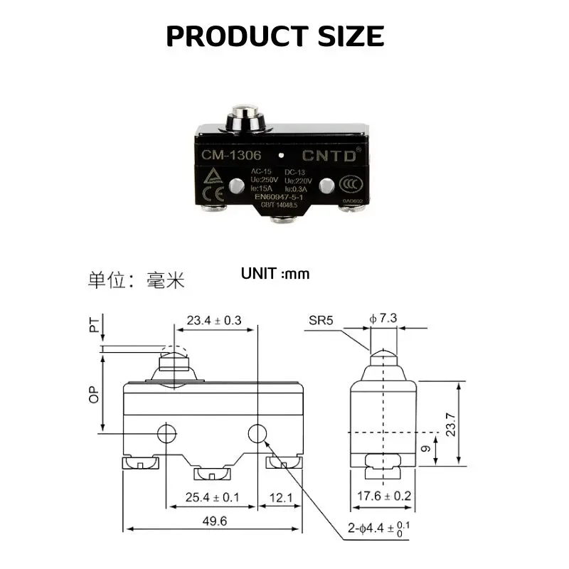 Uniteeelec-CNTD 15A CE Approval Zippy Limit Switch  for Automation Control TM /CM 1306