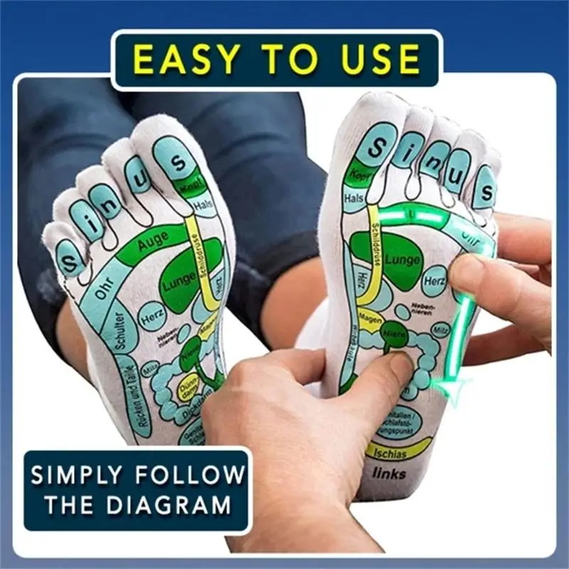 New Hot Sale Acupressure Reflexology Socks Foot Massage Relieve Tired Feet Diagram Acupoint With Stick Full English Illustration