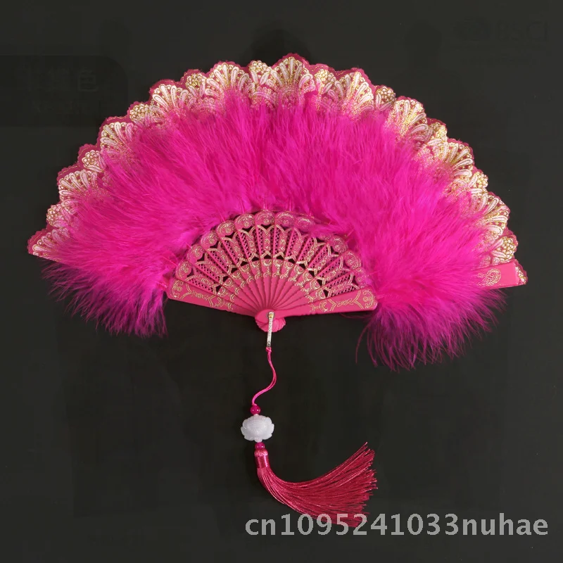 

Retro Style Classical Lolita Feather Fan Purely Handmade Net Celebrity Folding Palace Fan for Dance Show Photo Tour Fairy Girl