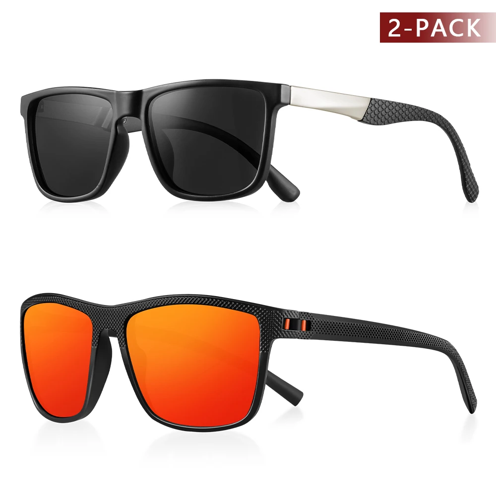 CRIXALIS 2 Stück polarisierte Herren-Sonnenbrille, lässig, Fahren, Angeln, Outdoor, Markendesigner-Sonnenbrille, blendfreie Brille, UV400