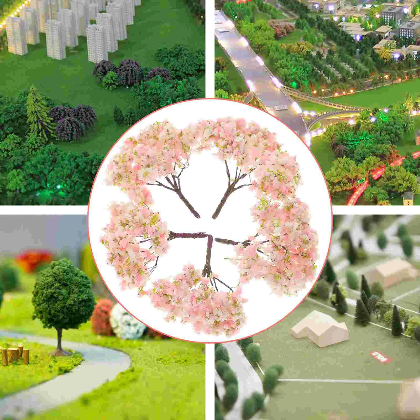 10 Pcs Architectural Tree Model Cherry Blossom Ornaments Simulated Prop Decorations Desktop Flower Fake Plants for Faux