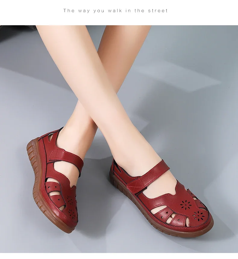 

Women Fashion Non-Slip Casual Roman Shoes Ladies on Sale Off White Sandals Summer Breathable Leather Slippers