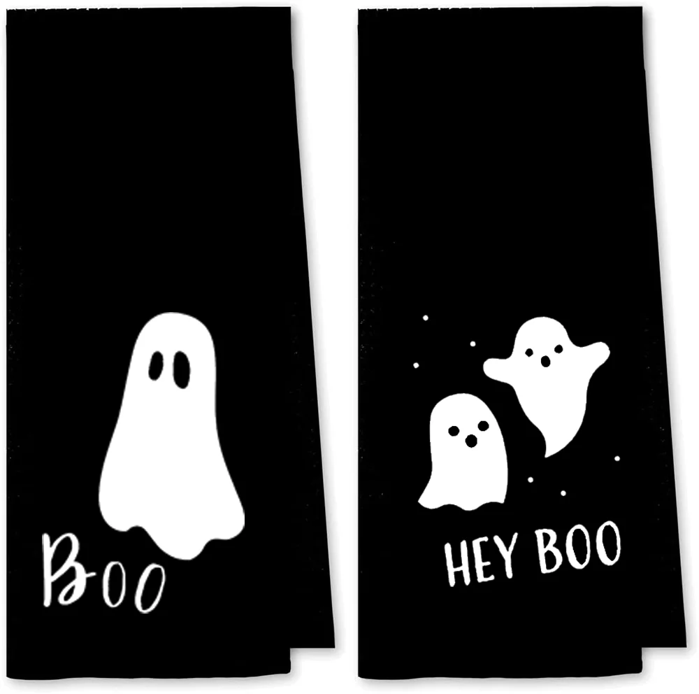 1 قطعة أسود شبح بو هالوين مناشف المطبخ مناشف الأطباق خدعة أو علاج مناشف اليد هالوين الحمام ديكور هدية للمنزل المضيف #1