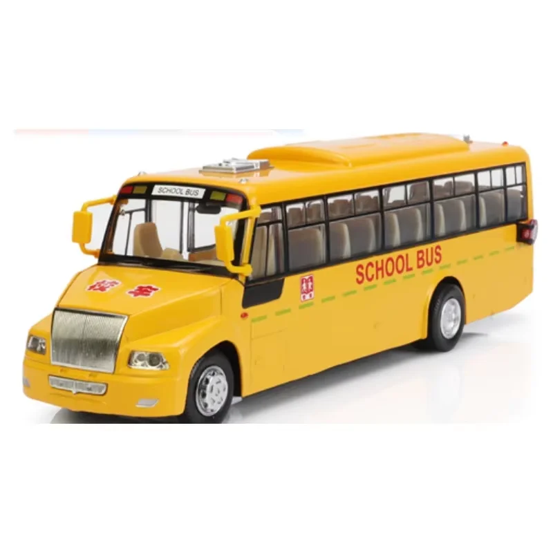 

School Bus Toys Cars Die Cast Plastic Little Cars City Bus With Sound And Light Up Friction Powered Cars Play Toys Gift For Kids