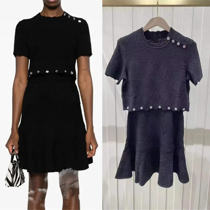 Versione di fascia alta Europeo Sle M Home Superior Bla Lavorato a maglia ort Dr Vita increscante ricamata Faion Dr da donna