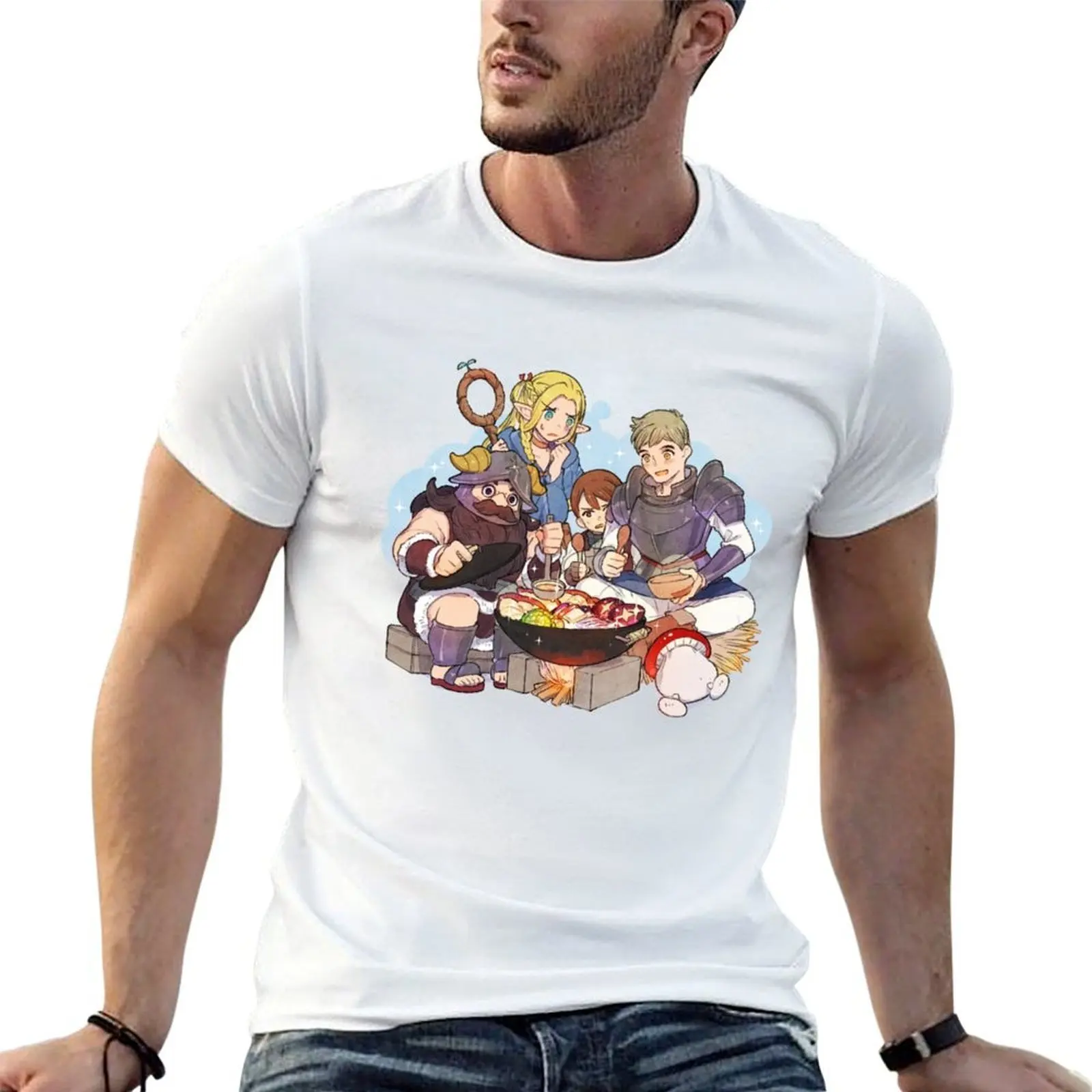 

Dungeon Meshi Let's Eat T-Shirt t shirt personalised t shirt men 100% cotton luxury brand T-Shirt