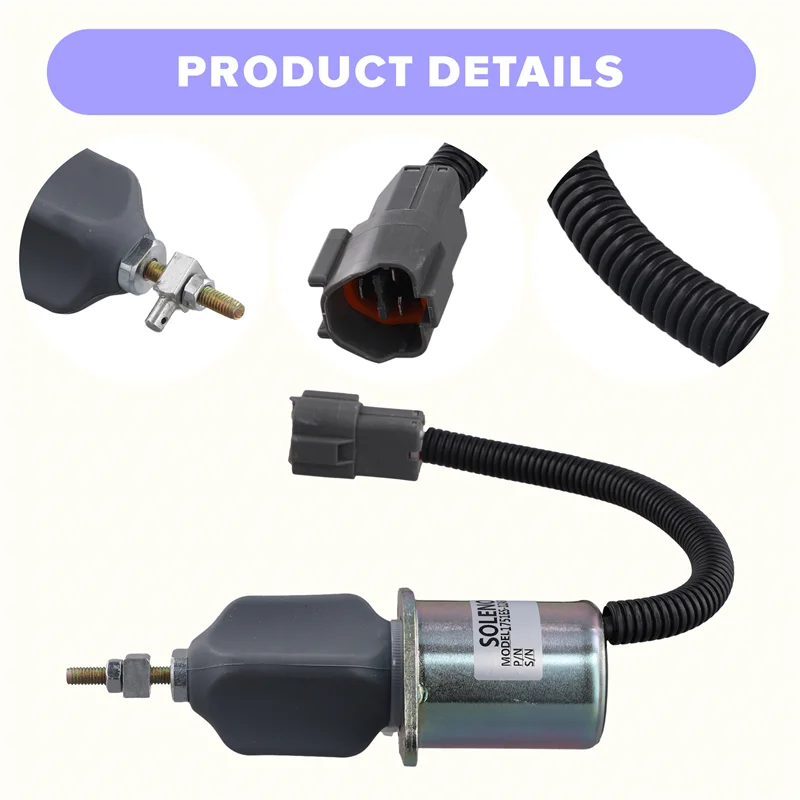 1751ES-12A3UC12B1S 12V Fuel Shut Off Solenoid 129953-77811 For Yanmar 4NTE94 Engine For Hyundai R60-5 R210-5 SA-4673-S