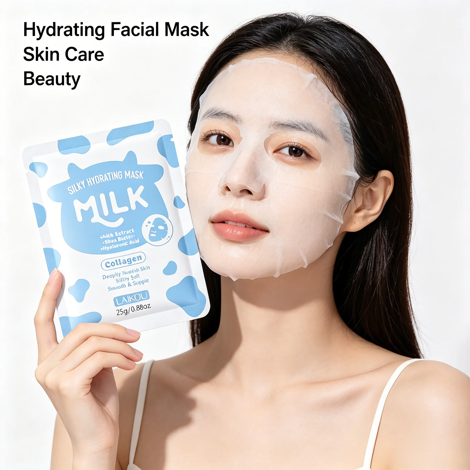LAIKOU Milk Facial Sheet Mask 25g Hydrating Moisturizing For Dry Sensitive Skin Daily Deep Nourish Essence Face Mask