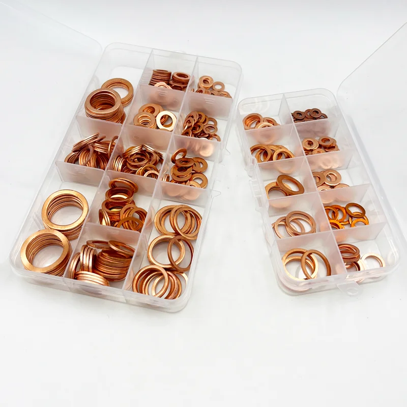 280-teiliges Kupfer-Unterlegscheiben-Dichtungsmutter- und Bolzenset, Flachring-Dichtungs-Sortiment-Set mit Box, M5, M6, M8, M10, M12, M14, M16, M20 für Sump-Stecker – Detail 5