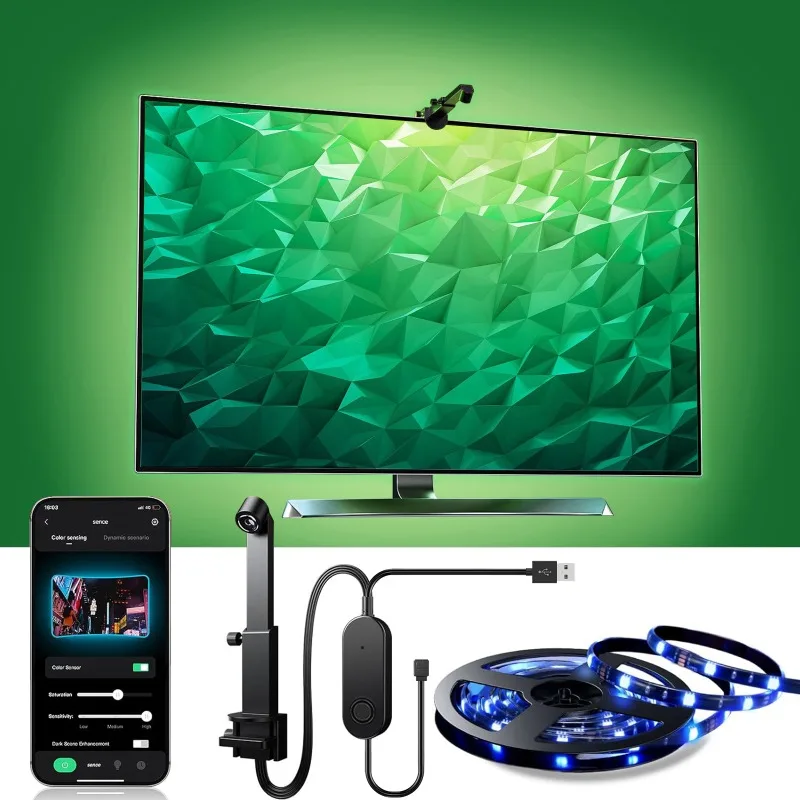 retroiluminacao led com ar color gamut sensor rgb light strip adequado para 5585 tvs e monitores 125ft164ft tv novo 01