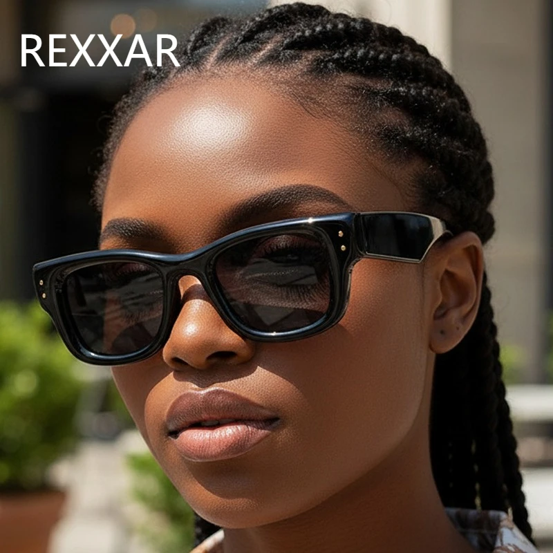 Retro Herren-Sonnenbrille im quadratischen Design für Damen, Vintage Luxus-Designer-Sonnenbrille mit Nieten, modische Pfeil-Sonnenbrille, UV400-Schutz.