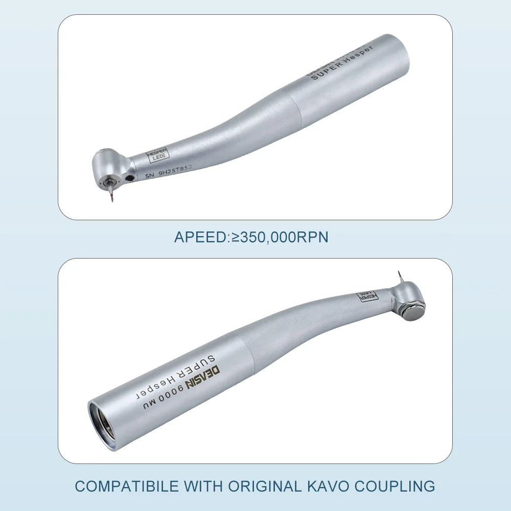Dental Mini 9000l Fiber Optic LED High Speed Handpiece Air Turbine 4 Water Spray Kavo Type Handpiece For KAVO Coupling Type Tool