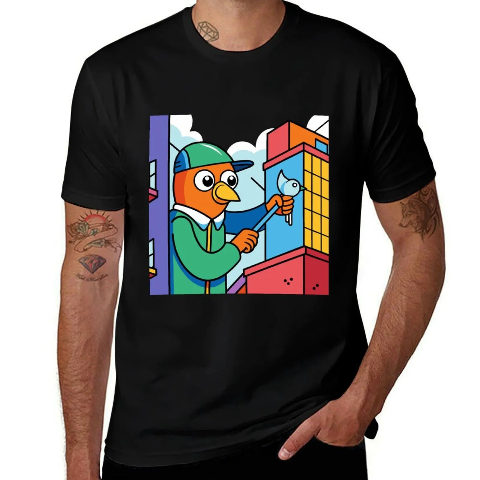 

Kawaii Bird Painter T-Shirt basketball graphic tees luxury designer new edition anime stuff cotton t shirt men