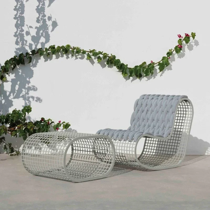 OEMOutdoor sofa swimming pool aluminum rust-proof seat beach lounger sun room vacation sun protection rain-proof woven chair