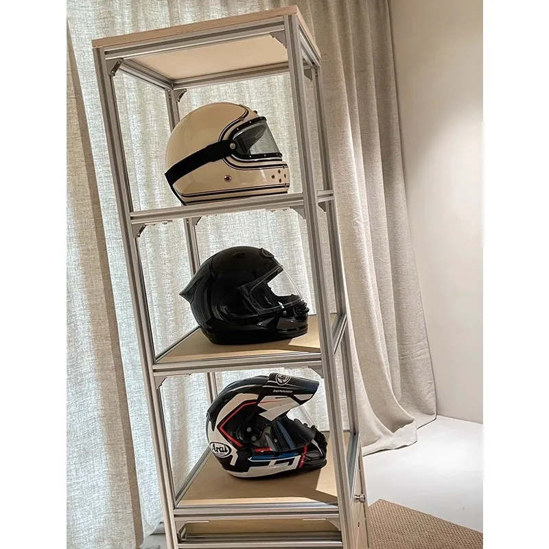 Aluminum profile ocean panel display removable with drawer storage cabinet motorcycle helmet display rack