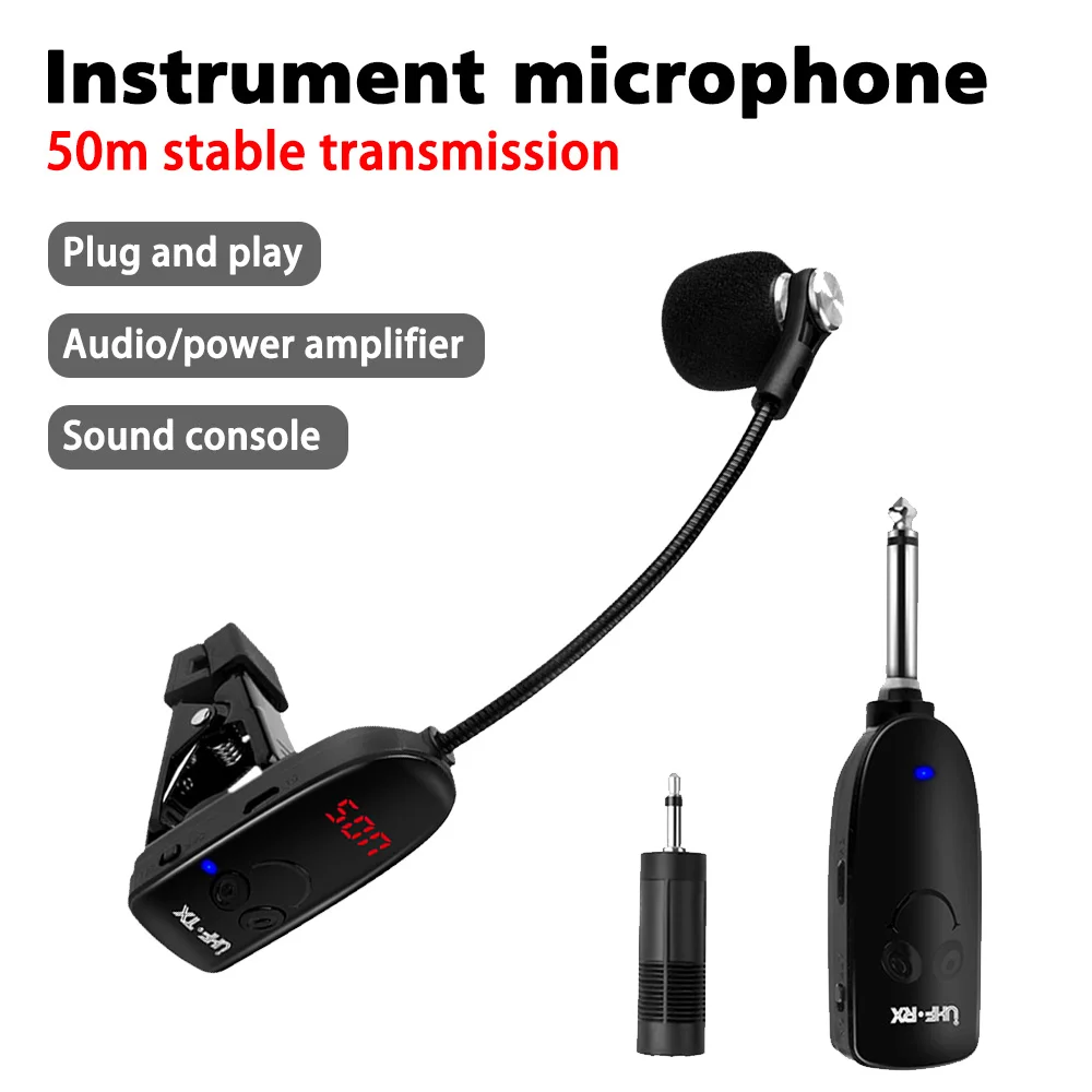 

Беспроводной саксофон диапазона 50 м, микрофон, беспроводной приемник, усилитель, портативный профессиональный запись для труб, саксофона