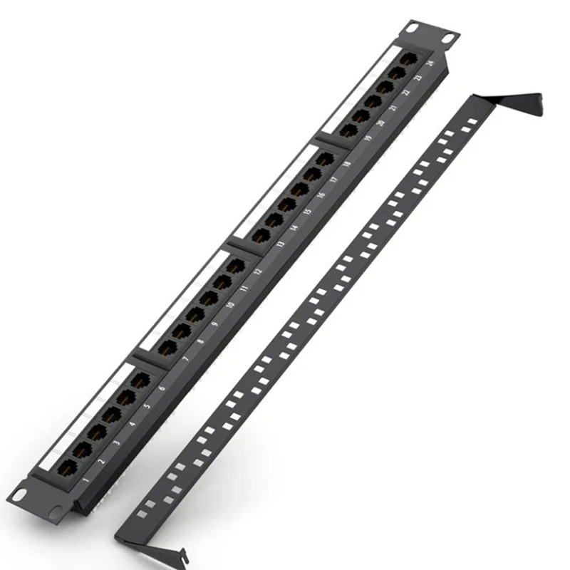 

24 Ports CAT6 UTP RJ45 Patch Panel 19 Inch 1U Cable Frame Faceplate Rack Mount 50U Gold Plated, Rear