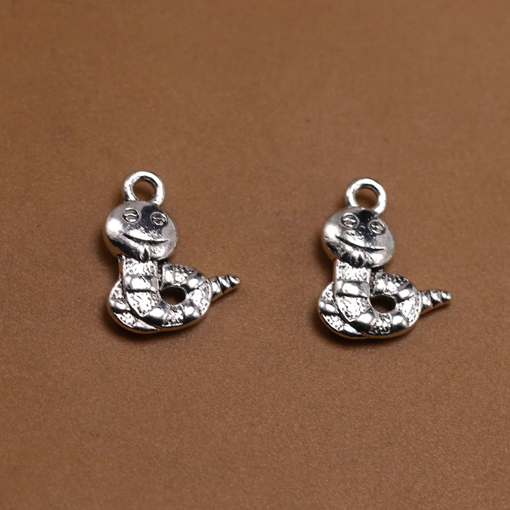 

50pcs Snake Pendant Alloy Diy Charms For Jewelry Making Necklace Bracelet Keychain Craft Alloy Pendant Charm Accessory