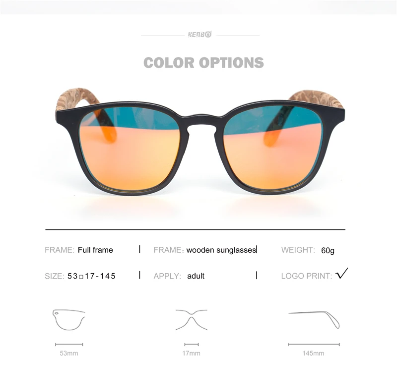 Kenbo Neue Klassische Polarisierte Holz Sonnenbrille Männer Frauen Fahren Spiegel Sonnenbrille UV400 Fahrer Handgemachte Oculos De Sol Masculino – Detail 3