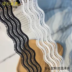 2 Yards 5cm wide White Black Fabric Flower Venise Venice Mesh Lace Trim Applique Sewing Craft for Baby Headband