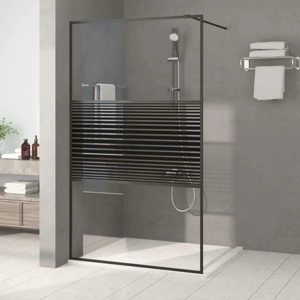 Mampara de ducha walk-in negra 115x195 cm Vidrio ESG transparente Diseño moderno Accesorios de baño impermeables