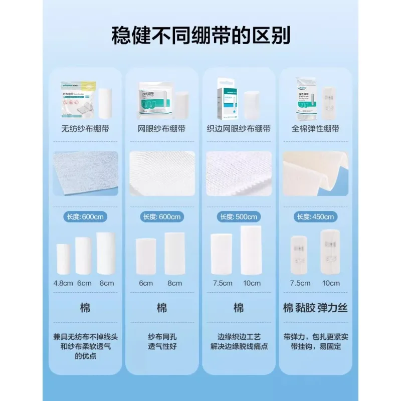 2roll/bag Elastic Cotton Gauze Bandage Roll for First Aid Wound Care Outdoor Safety Survival Supplies Emergency First Aid Kit