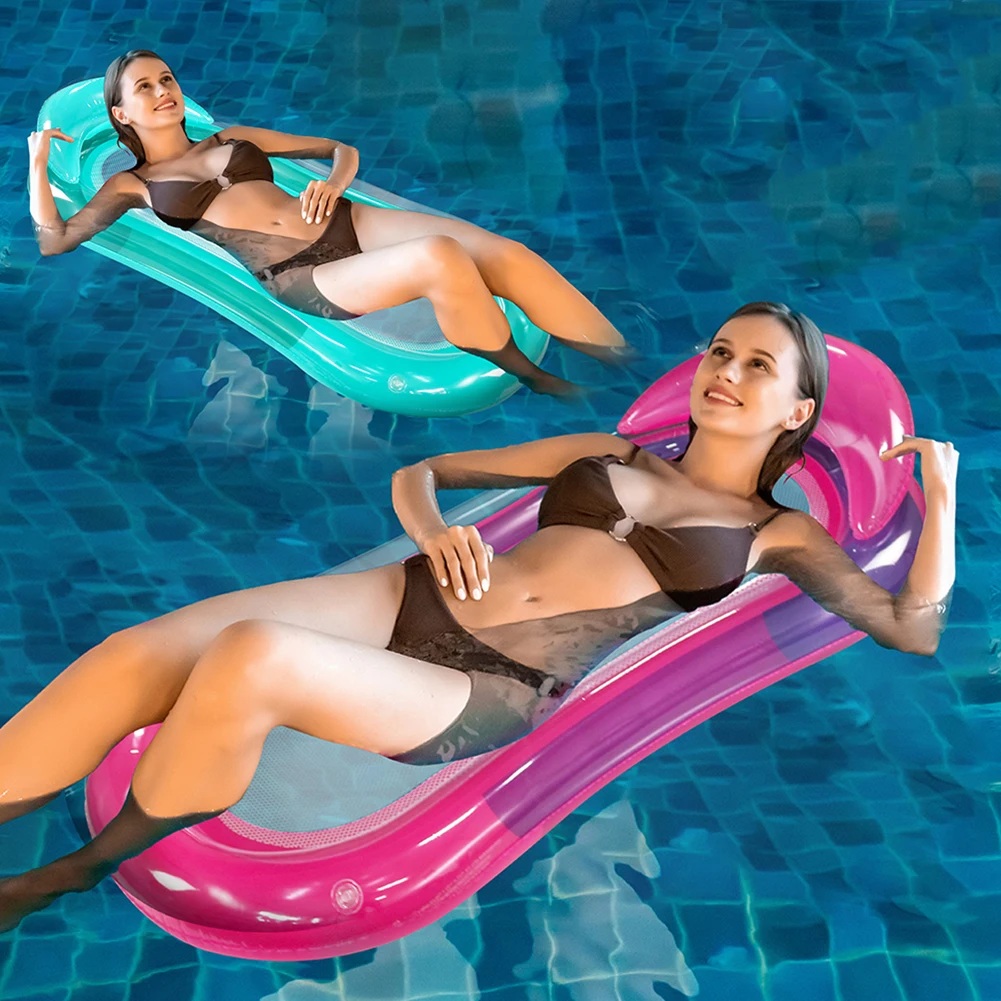 PVC Water Hammock Foldable Inflatable Hammock Bed Portable Leak Proof Nozzle Waterproof Wear Resistant Swimming Pool Accessories