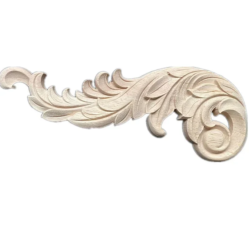 2PCS 27cm Wood Carved Corner Unpainted Onlay Applique Frame Decoration of Modern Furniture Wall Door Decor Furniture Decor