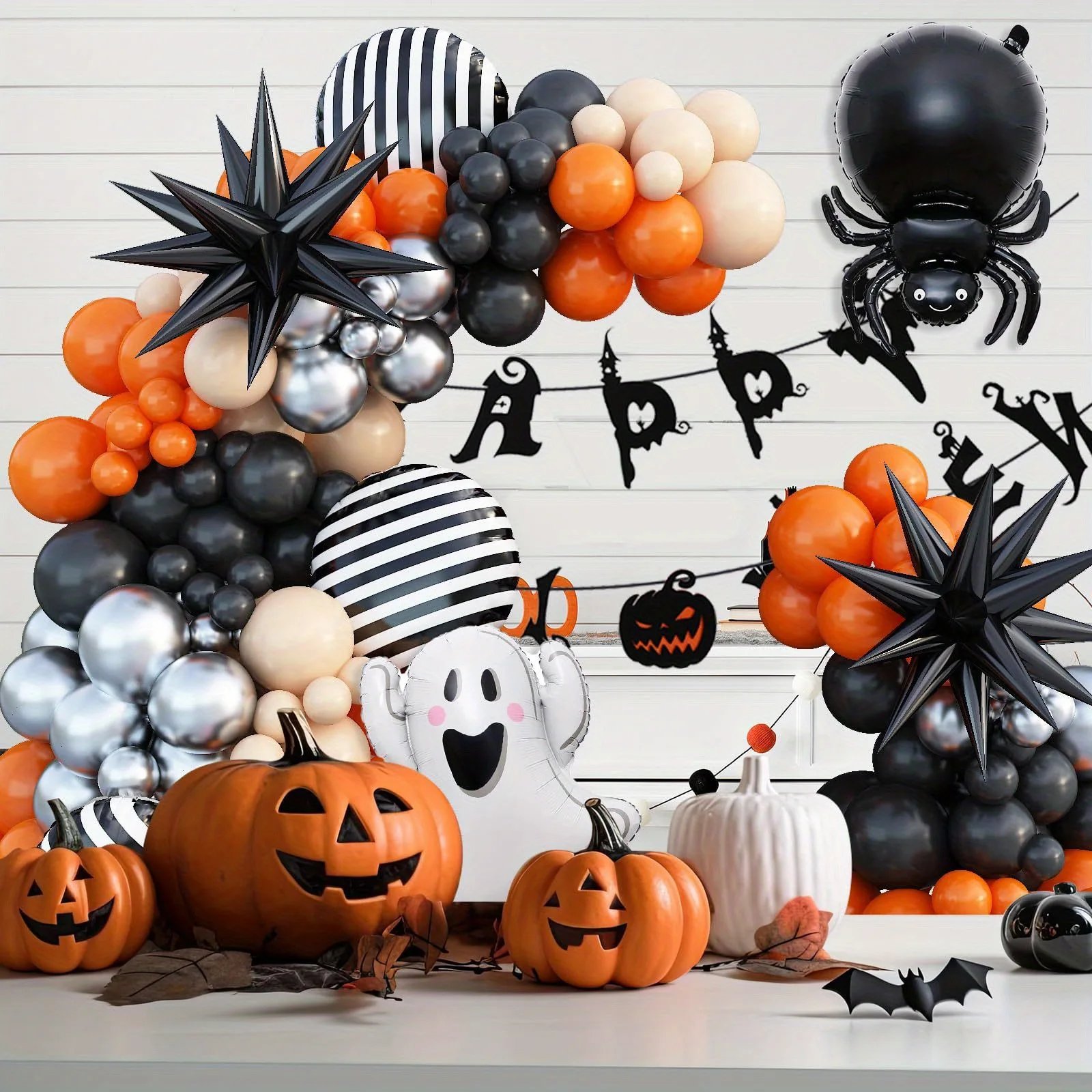 89-teiliges Urlaubsballon-Halloween-Ballon, schwarze Spinne, Geburtstagsdekoration, Szene-Arrangement, Bogen-Ballon-Set